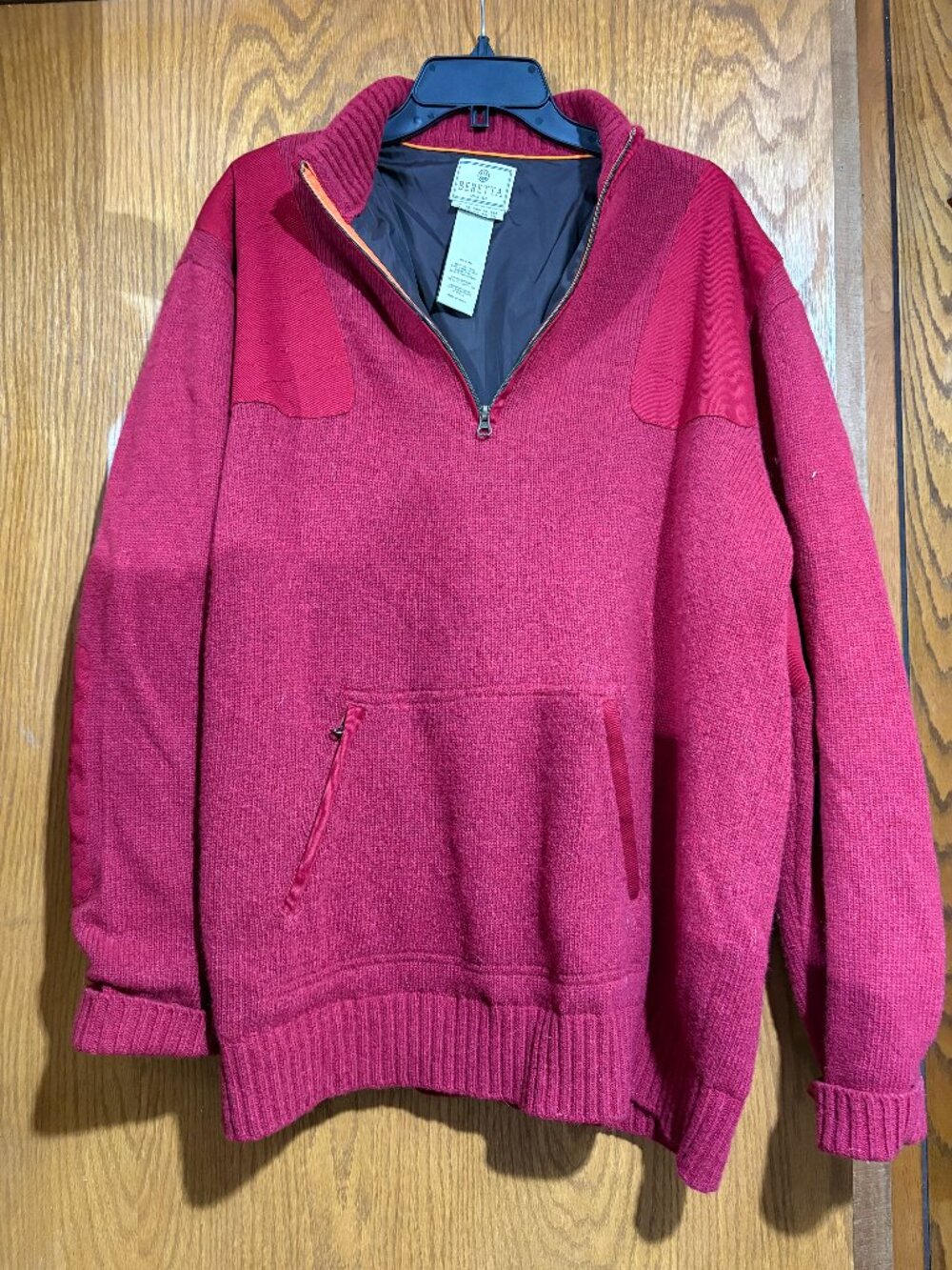 Beretta LambsWool Shooting Sweater Quarter Zip RED Standing Collar Men’s 3XL